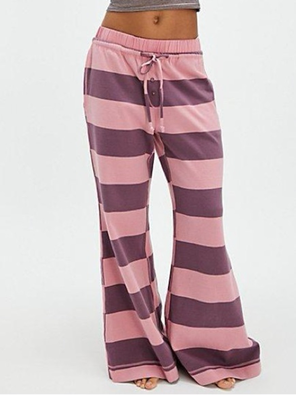 Free People You Wish Flare Pants – Pink/Purple Stripe – Size M